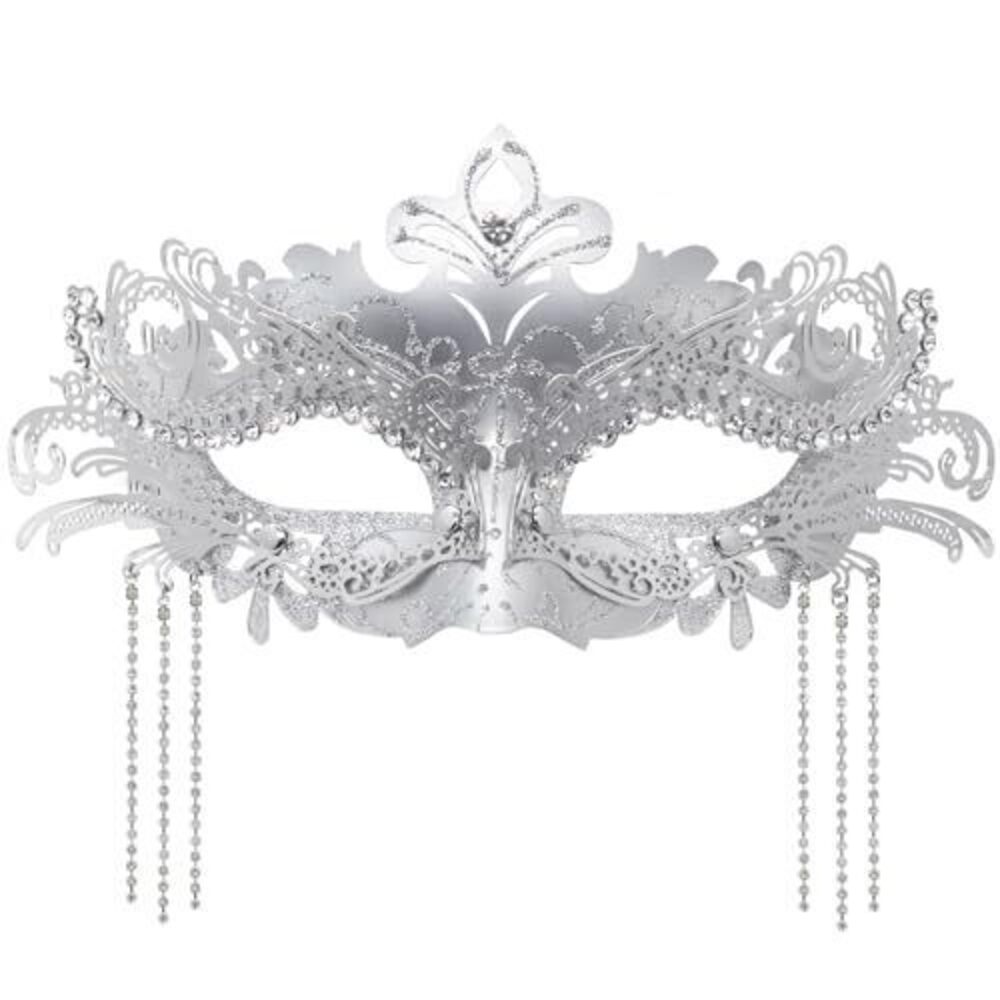 3125 Masquerade Mask with Rhinestone Chains Mysterious Venetian Ball Mask